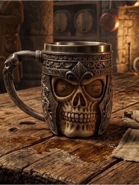 Ebros Medieval Roman Skull Mug Beer Stein Tankard Cup 13oz